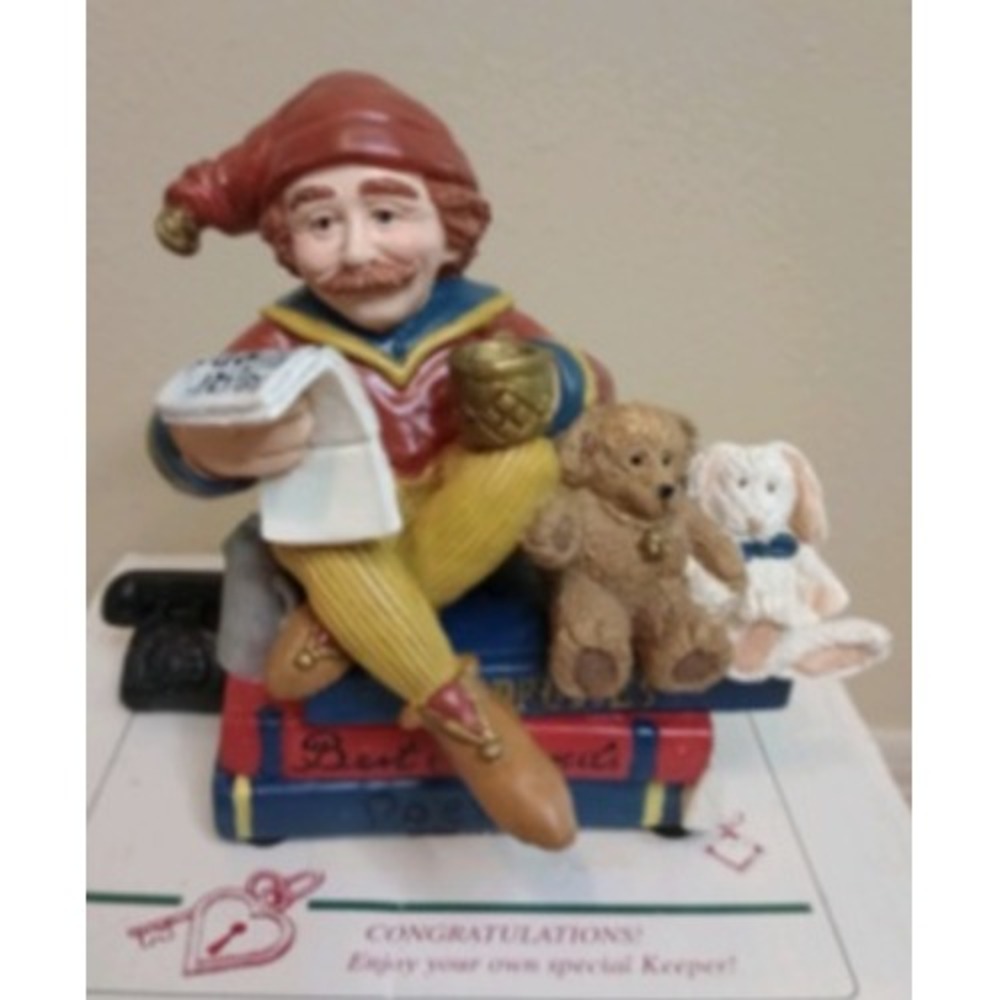 The Keeper of the Best Friends Music Box Gnome Elf with Bear and Rabbit Figurine